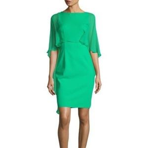 TERI JON Scuba Cape-Sleeve Sheath Dress